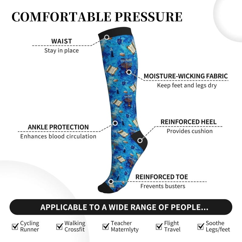 thmnj Compression Socks Knee High Support Socks for Women Men Circulation Stockings for Athletic Running Cycling Flying - Image 5